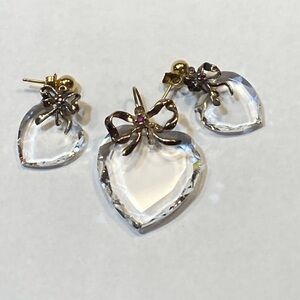 Lenox Crystal Heart Pendant & Earrings .925